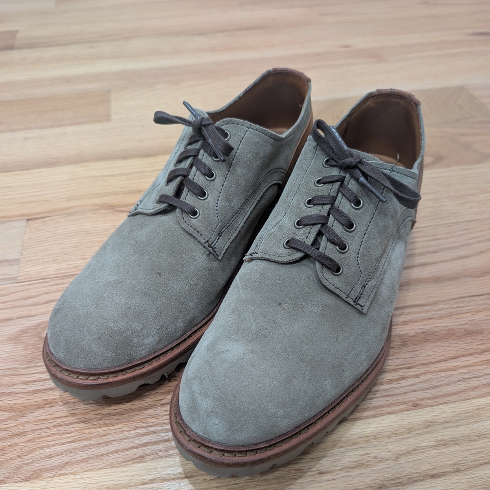Allen Edmond's Suede Derby Shoes- Olive Green